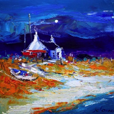 Croft on the shore South Uist 16x16  SOL